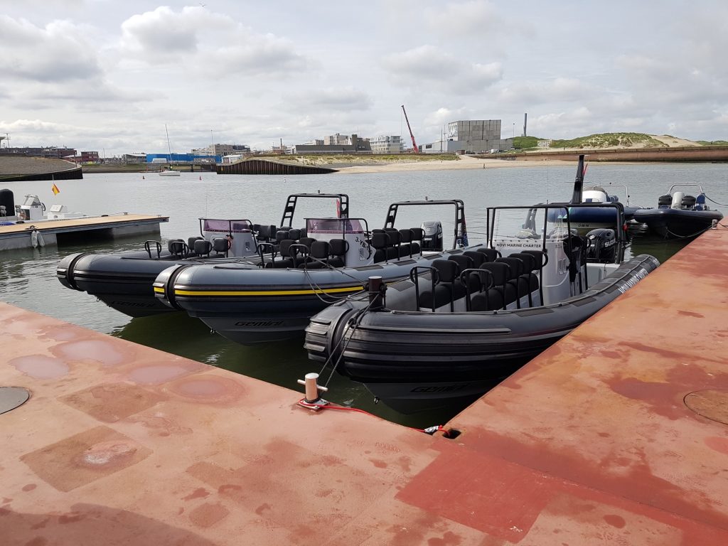 Drie support-RIBs gereed voor inzet tijdens de Volvo Ocean Race-finish