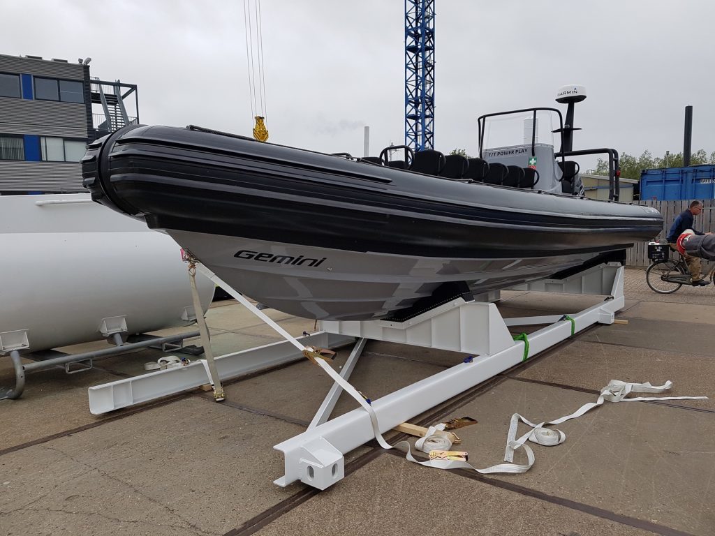 Gemini support RIB ready for delivery to the yacht support vessel
