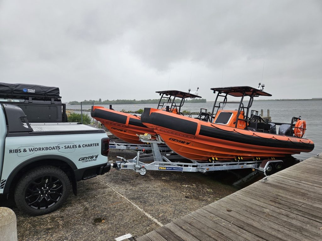 Project image 6 showing Heavy Duty Cable Support RIB with twin Yamaha outboards