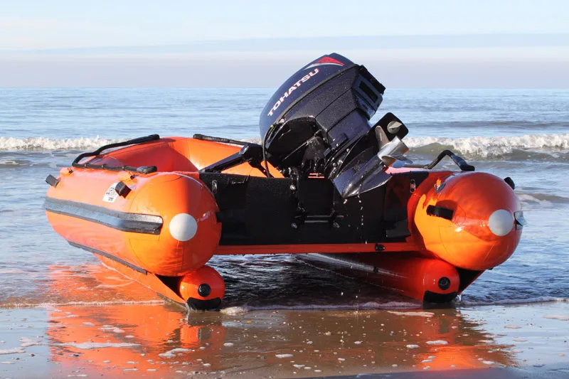 Stern view of the Gemini Marine GRX420 on the beach